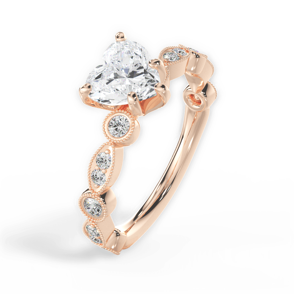 Edith Heart Cut Lab Grown Diamond 18Kt Rose Gold Engagement Ring - View 3