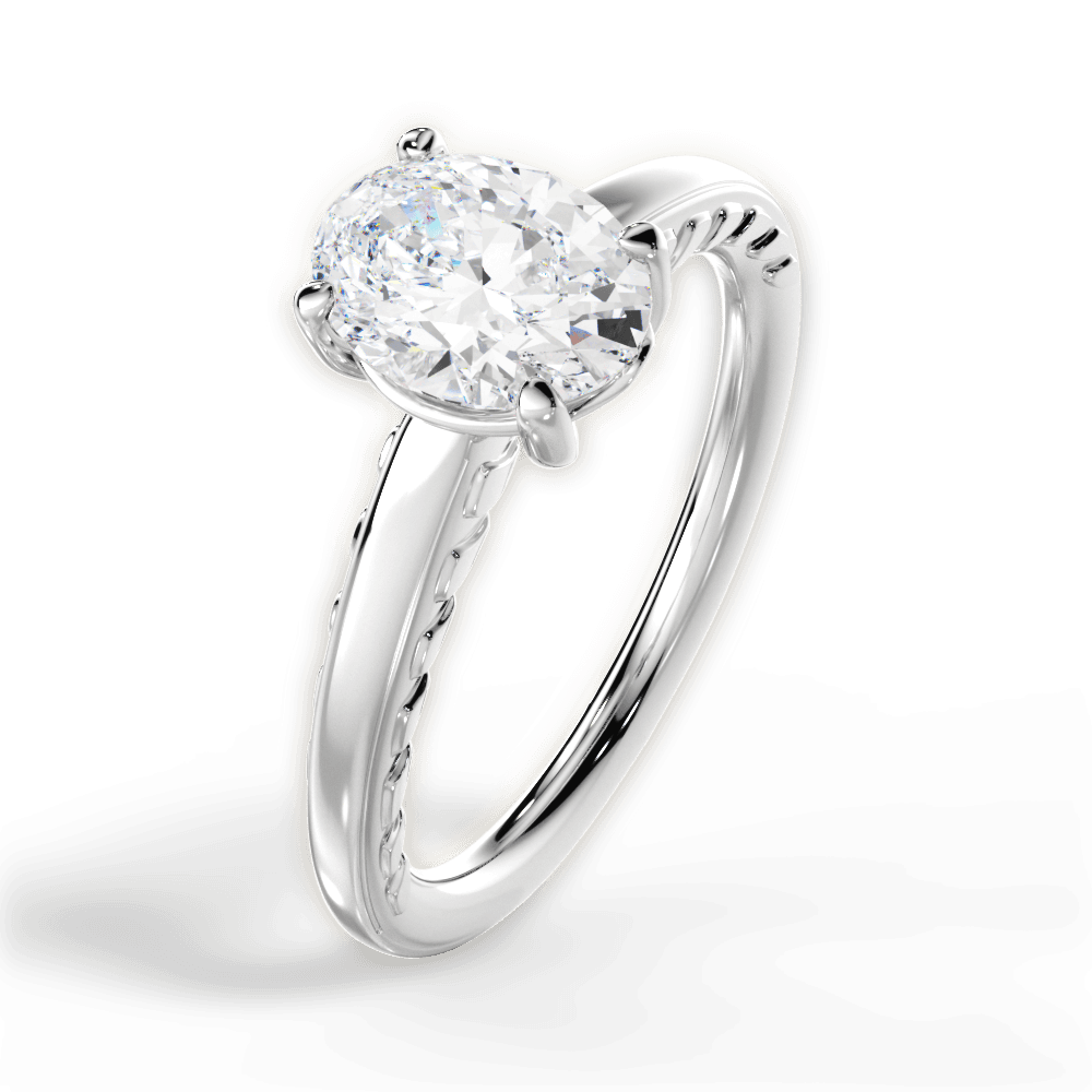 Annette Oval Cut Lab Grown Diamond 18Kt White Gold Engagement Ring - View 3