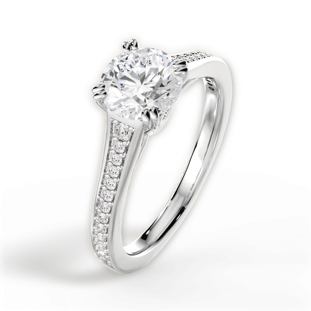 Delia Round Cut Lab Grown Diamond 18Kt White Gold Engagement Ring - View 2