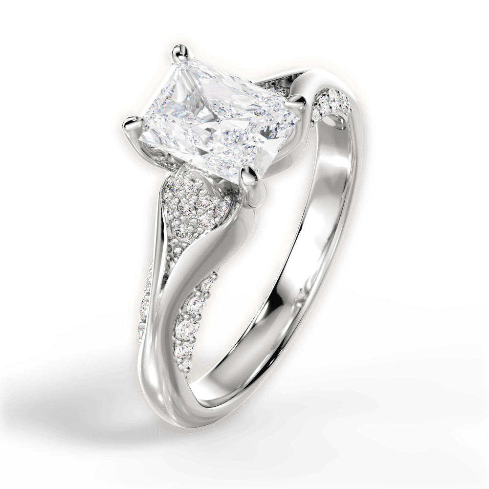 Isabel Radiant Cut Lab Grown Diamond 18Kt White Gold Engagement Ring - View 4