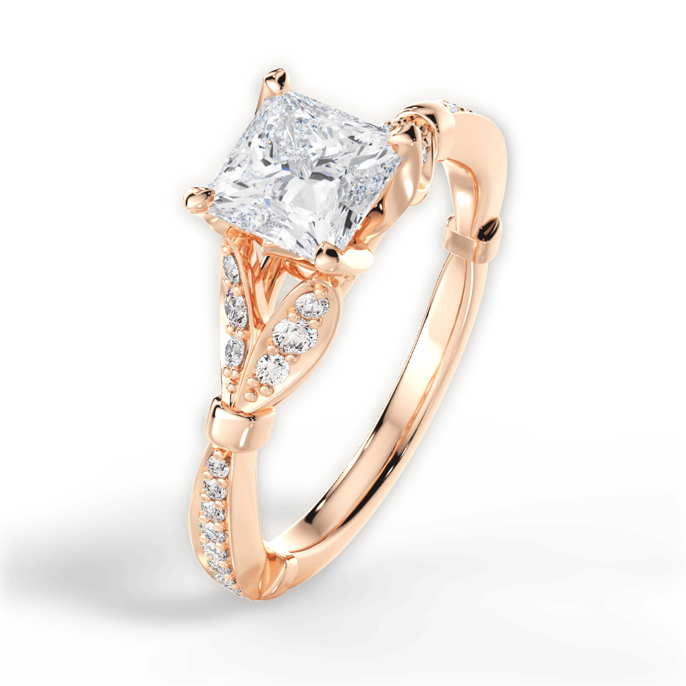 Geraldine Princess Cut Lab Grown Diamond 18Kt Rose Gold Engagement Ring - View 4