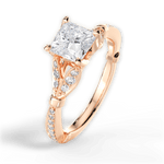 Geraldine Princess Cut Lab Grown Diamond 18Kt Rose Gold Engagement Ring - View 4