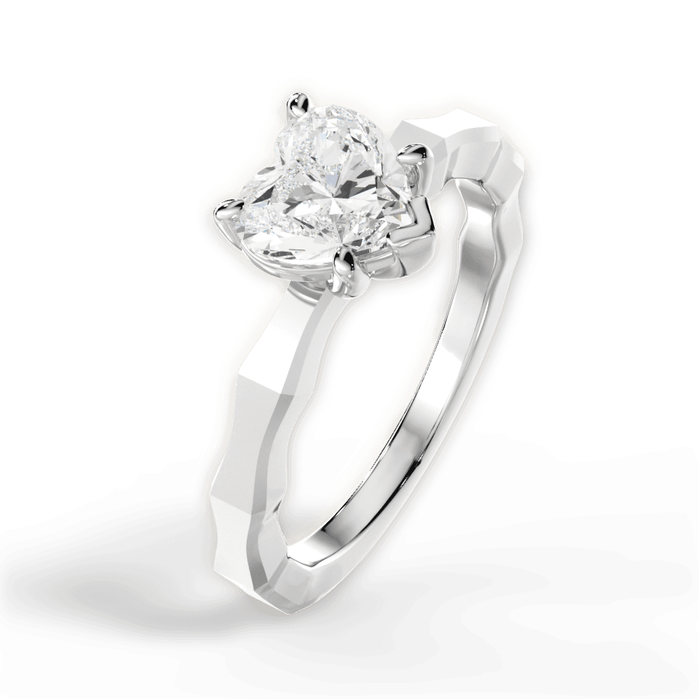 Aaliyah Heart Cut Lab Grown Diamond 18Kt White Gold Engagement Ring - View 4