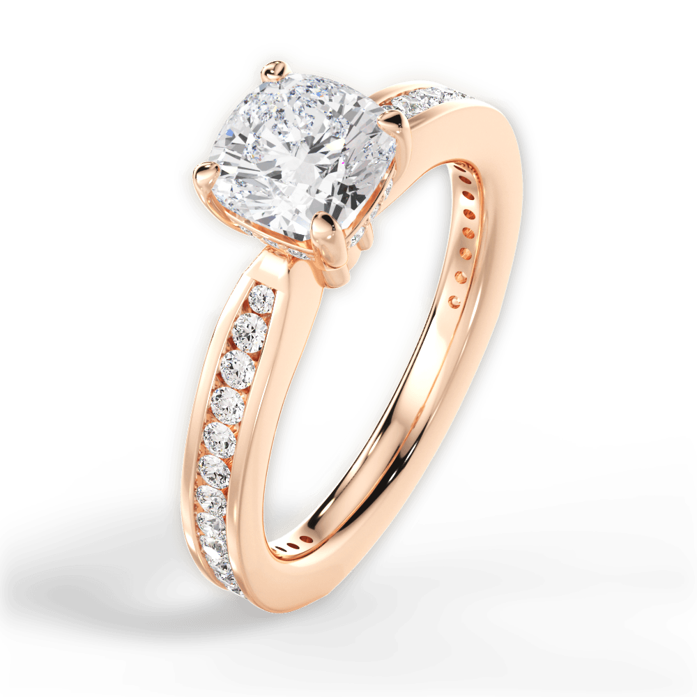 Katelyn Cushion Cut Lab Grown Diamond 18Kt Rose Gold Engagement Ring - View 4