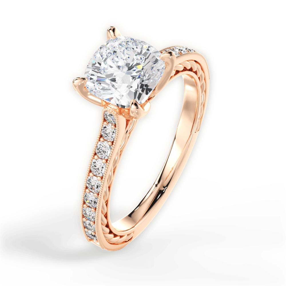 Gilda Cushion Cut Lab Grown Diamond 18Kt Rose Gold Engagement Ring - View 2