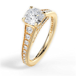 Leslie Cushion Cut Lab Grown Diamond 18Kt Yellow Gold Engagement Ring - View 2