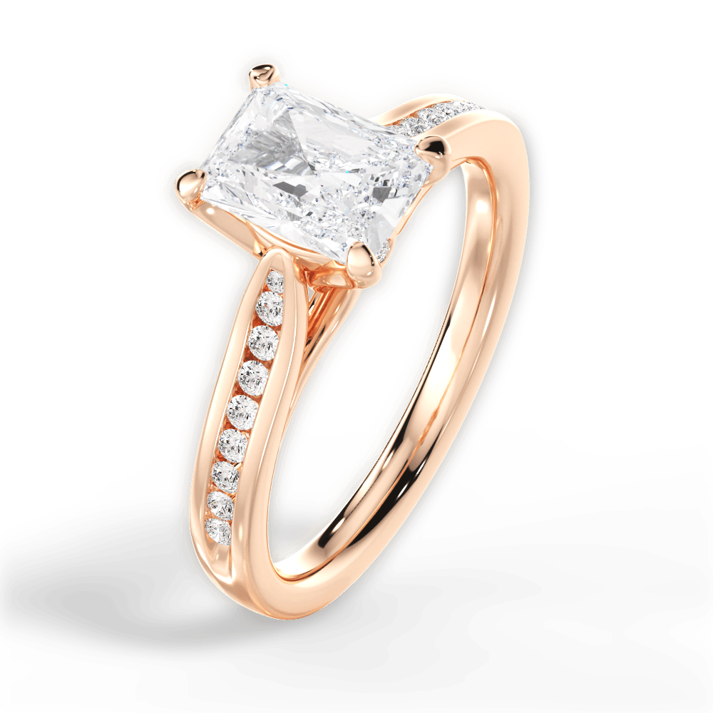 Elena Radiant Cut Lab Grown Diamond 18Kt Rose Gold Engagement Ring - View 2