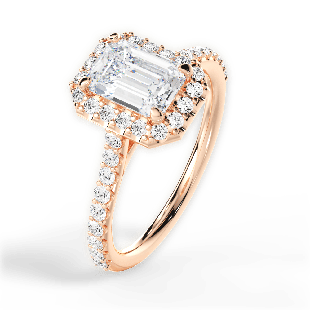Leah Emerald Cut Lab Grown Diamond 18Kt Rose Gold Engagement Ring - View 4