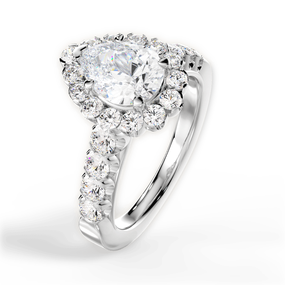 Lacey Pear Cut Lab Grown Diamond Platinum Engagement Ring - View 2