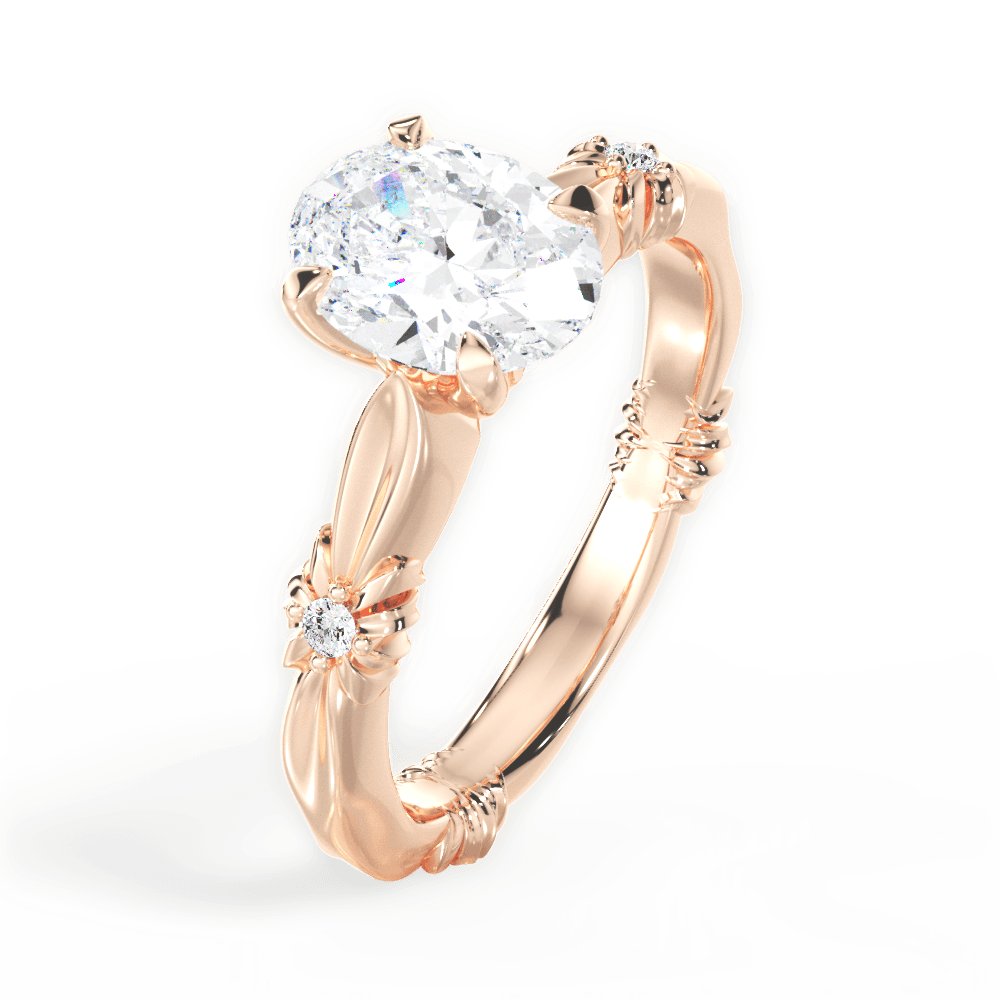 Claire Oval Cut Lab Grown Diamond 18Kt Rose Gold Engagement Ring - View 3