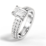 Kayla Emerald Cut Lab Grown Diamond 18Kt White Gold Engagement Ring - View 4