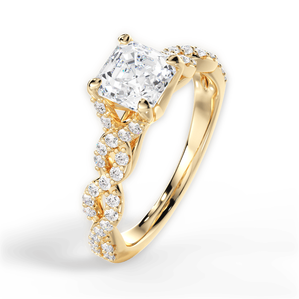 Justine Asscher Cut Lab Grown Diamond 18Kt Yellow Gold Engagement Ring - View 4