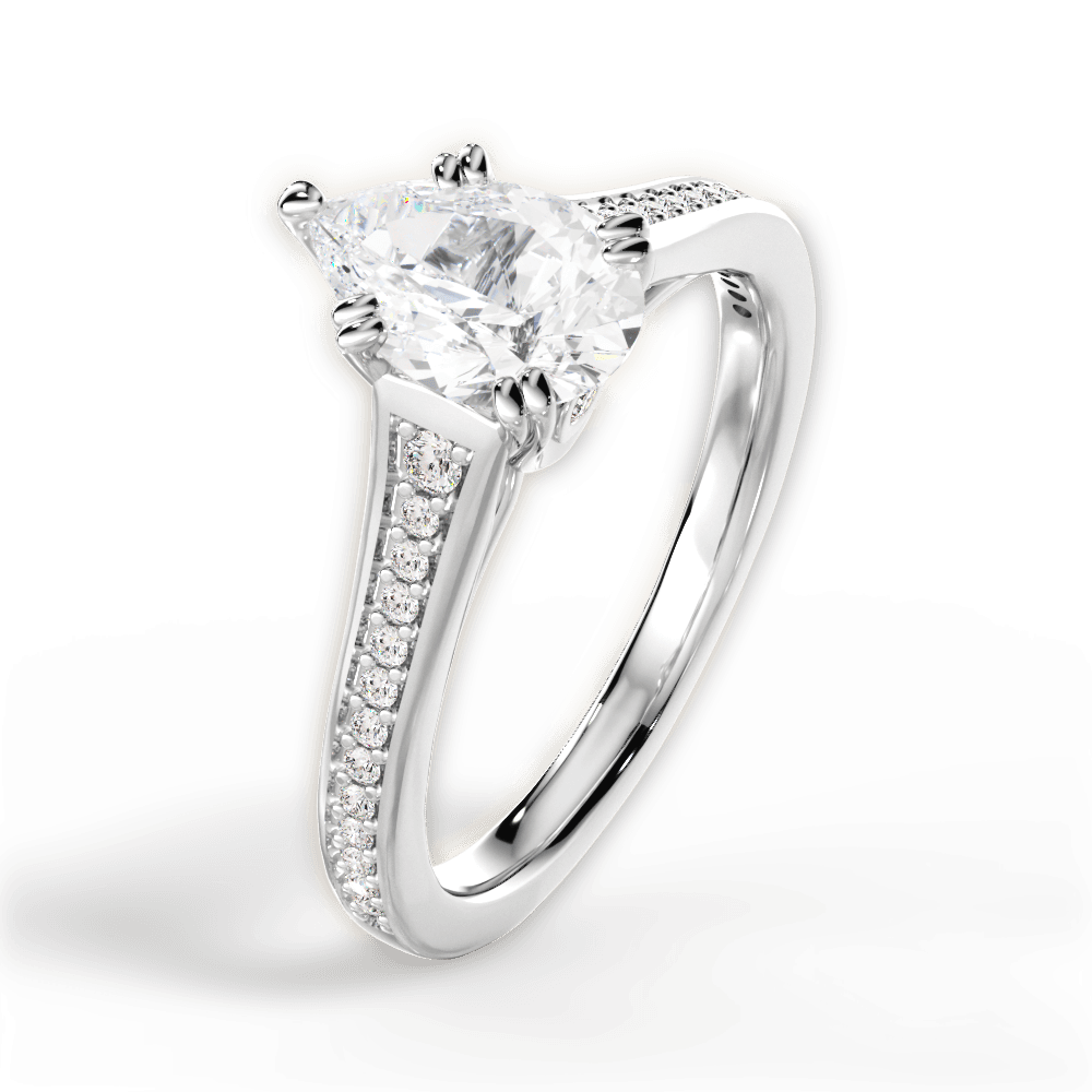 Delia Pear Cut Lab Grown Diamond Platinum Engagement Ring - View 2