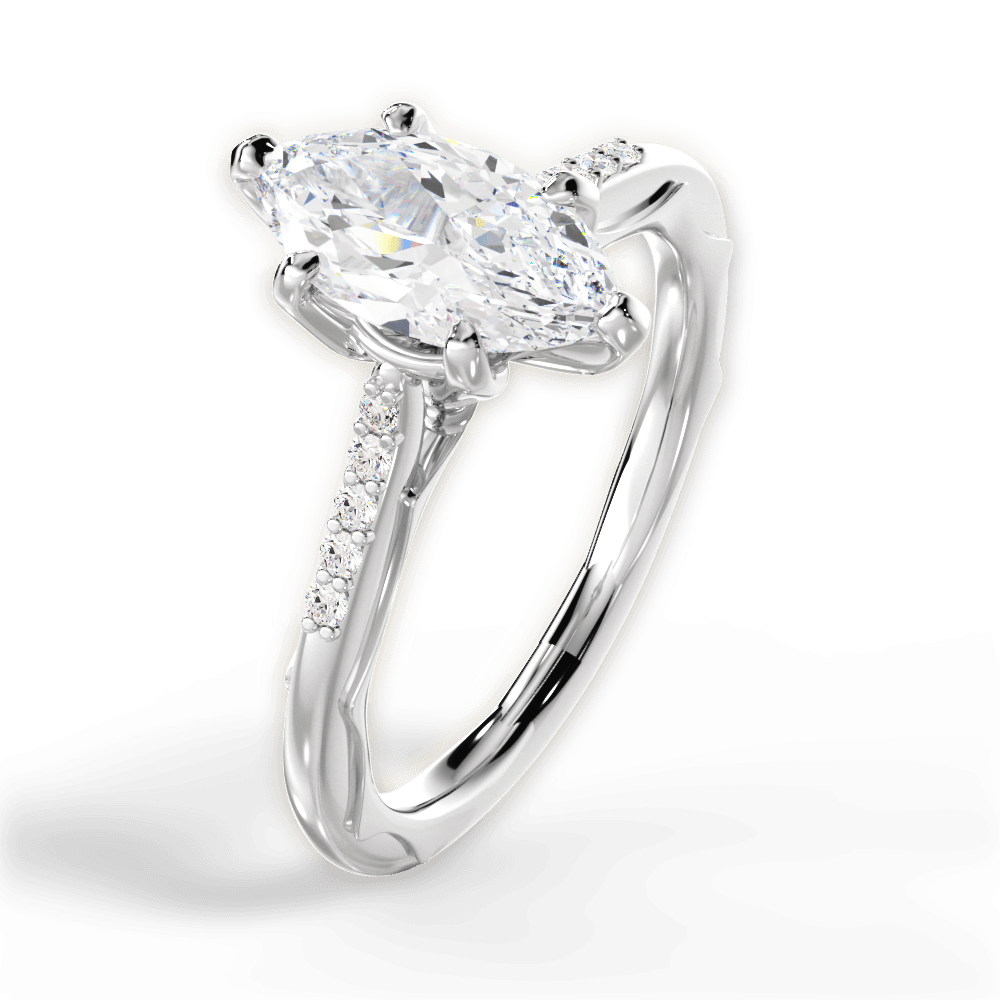 Christina Marquise Cut Lab Grown Diamond Platinum Engagement Ring - View 2