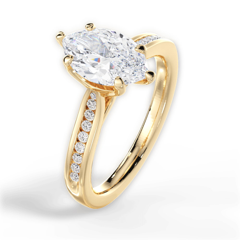 Elena Marquise Cut Lab Grown Diamond 18Kt Yellow Gold Engagement Ring - View 3