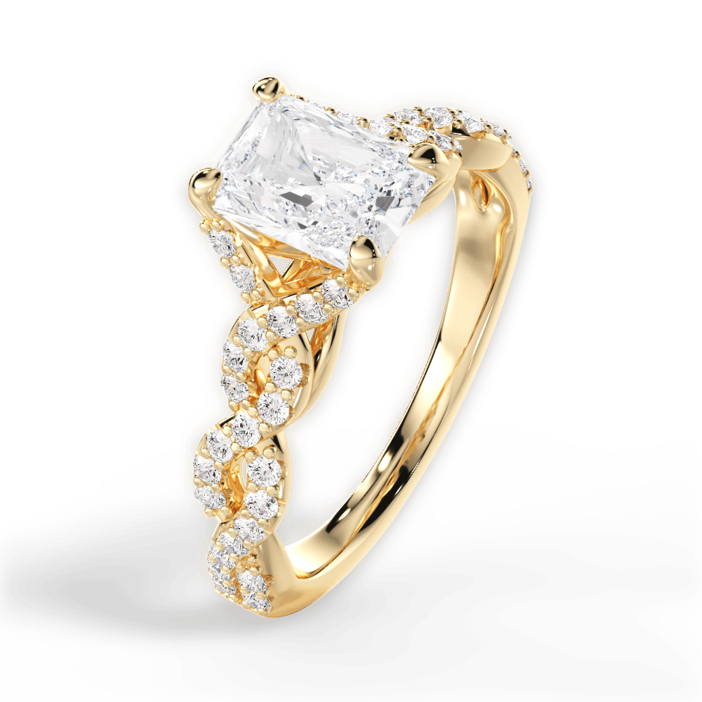 Justine Radiant Cut Lab Grown Diamond 18Kt Yellow Gold Engagement Ring - View 3