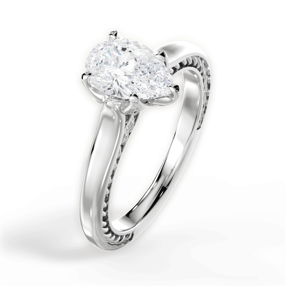 Carrie Pear Cut Lab Grown Diamond 18Kt White Gold Engagement Ring - View 3