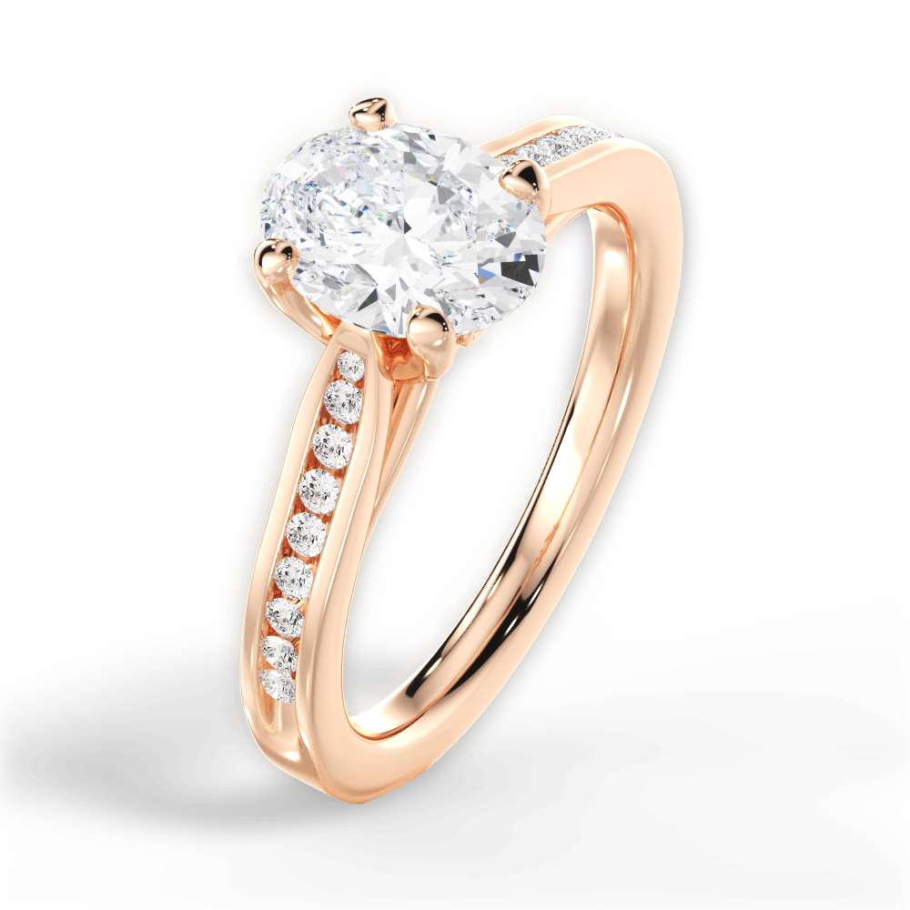 Elena Oval Cut Lab Grown Diamond 18Kt Rose Gold Engagement Ring - View 3