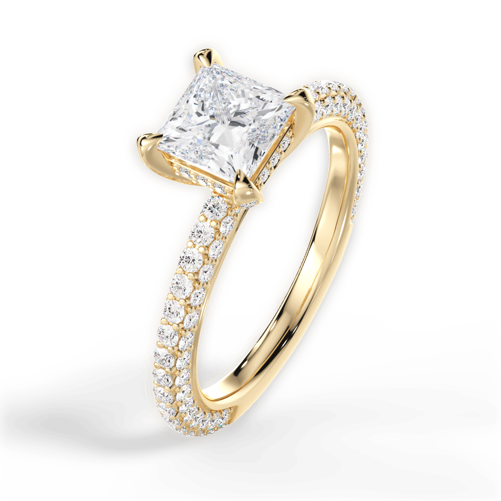 Madeline Princess Cut Lab Grown Diamond 18Kt Yellow Gold Engagement Ring - View 4