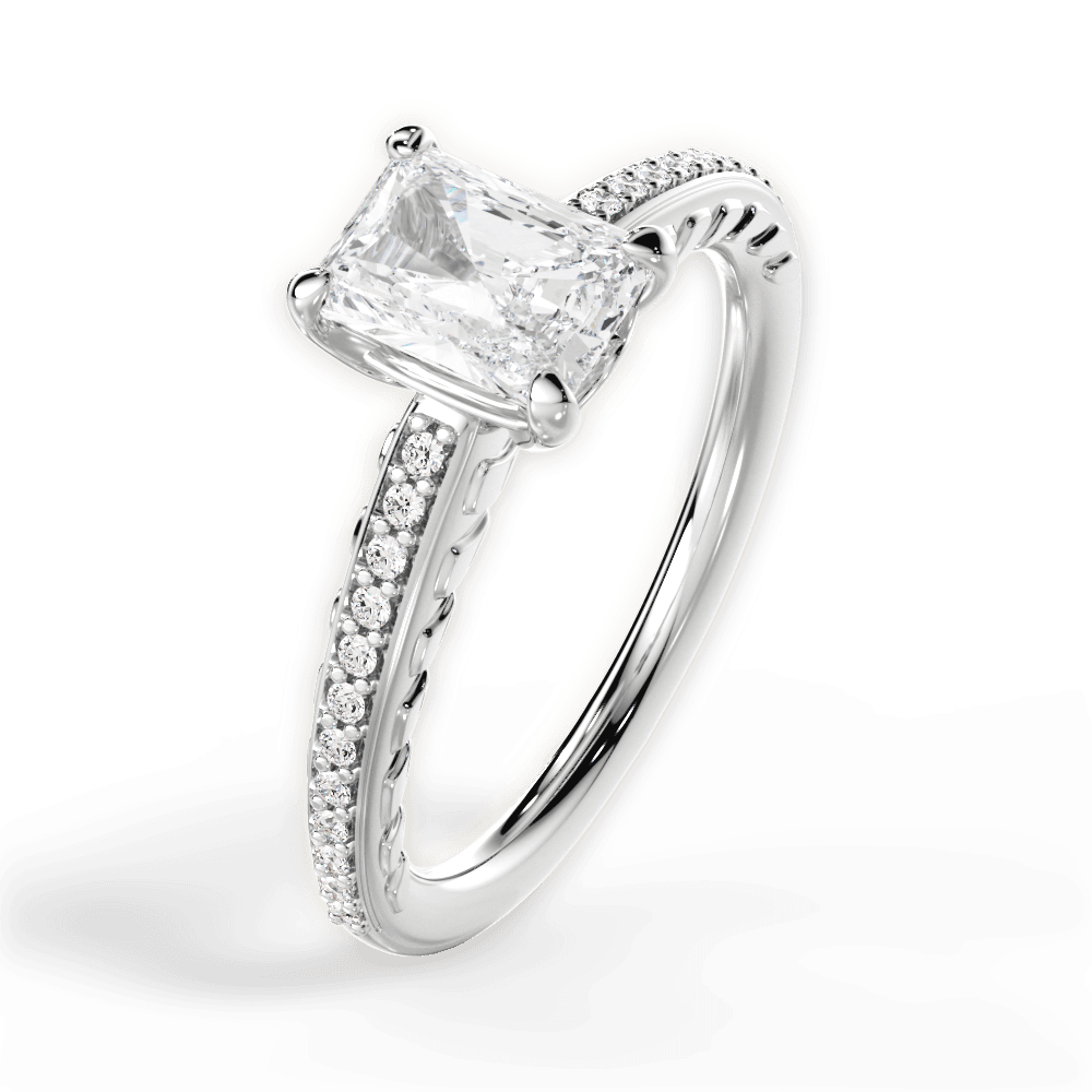 Caroline Radiant Cut Lab Grown Diamond Platinum Engagement Ring - View 3