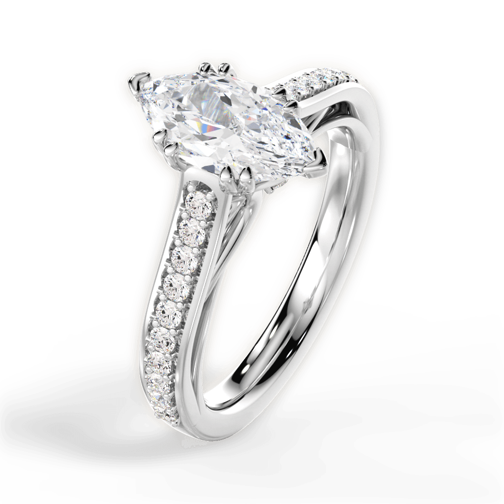 Deborah Marquise Cut Lab Grown Diamond 14Kt White Gold Engagement Ring - View 2