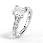 Delia Emerald Cut Lab Grown Diamond 18Kt White Gold Engagement Ring - View 3