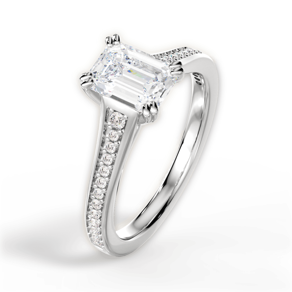 Delia Emerald Cut Lab Grown Diamond Platinum Engagement Ring - View 3