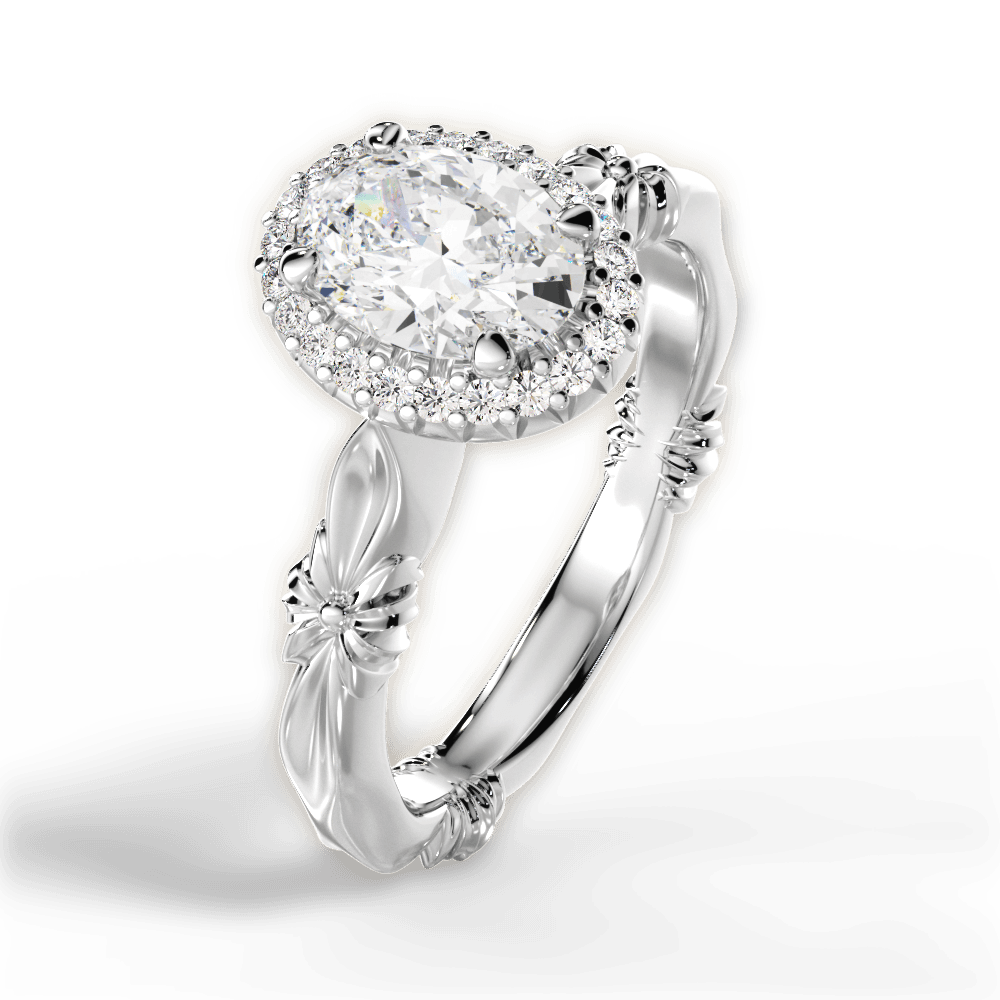Erica Oval Cut Lab Grown Diamond 14Kt White Gold Engagement Ring - View 2