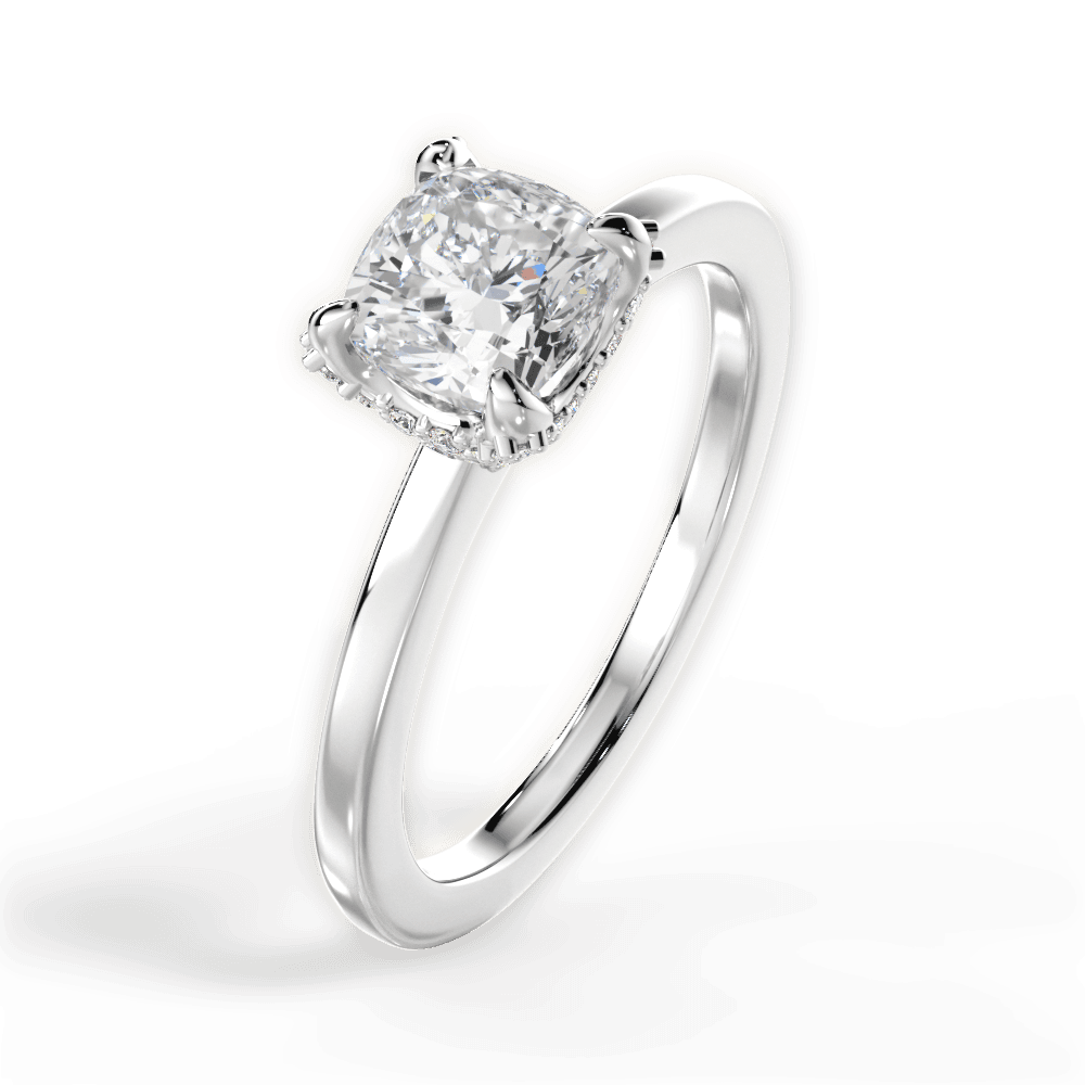 Gemma Cushion Cut Lab Grown Diamond 14Kt White Gold Engagement Ring - View 2