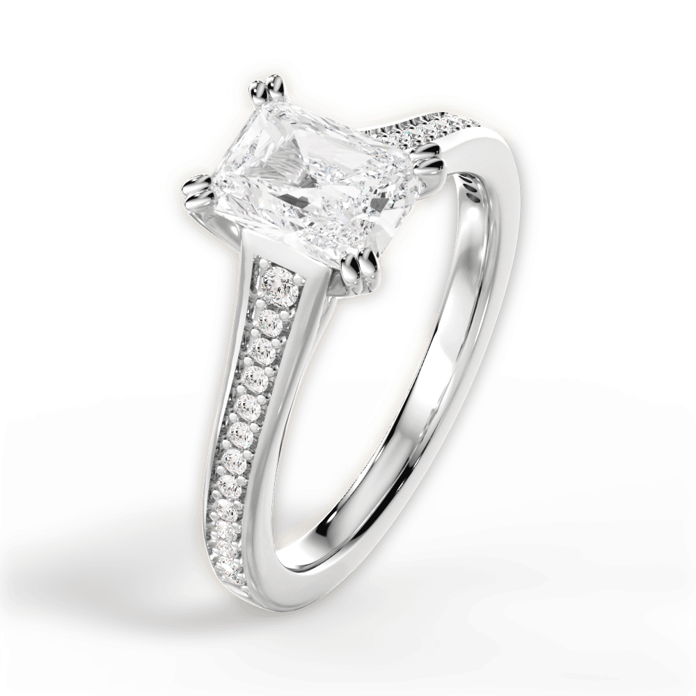 Delia Radiant Cut Lab Grown Diamond 18Kt White Gold Engagement Ring - View 3