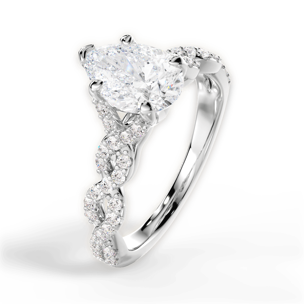 Justine Pear Cut Lab Grown Diamond Platinum Engagement Ring - View 3