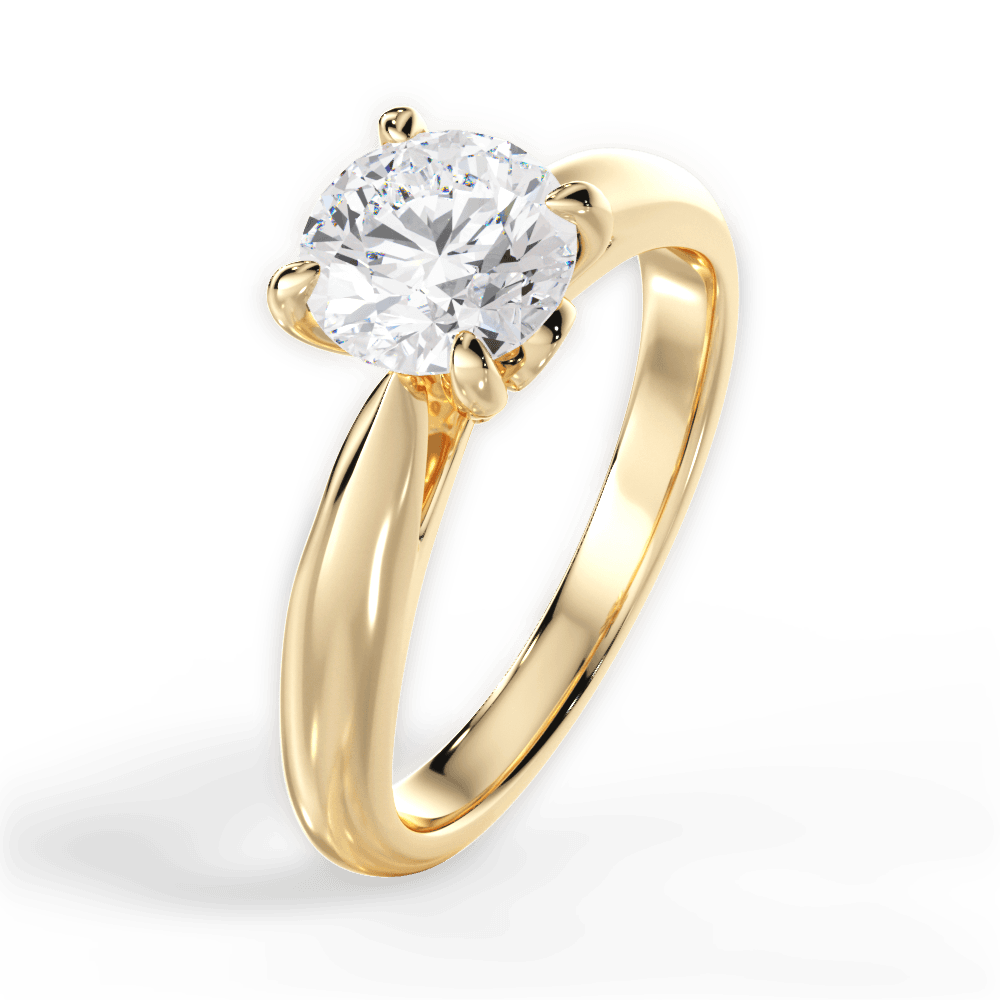Dolores Round Cut Lab Grown Diamond 18Kt Yellow Gold Engagement Ring - View 4