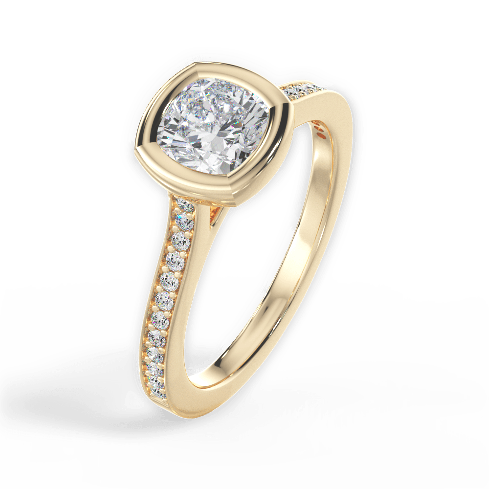 Deanna Cushion Cut Lab Grown Diamond 18Kt Yellow Gold Engagement Ring - View 4