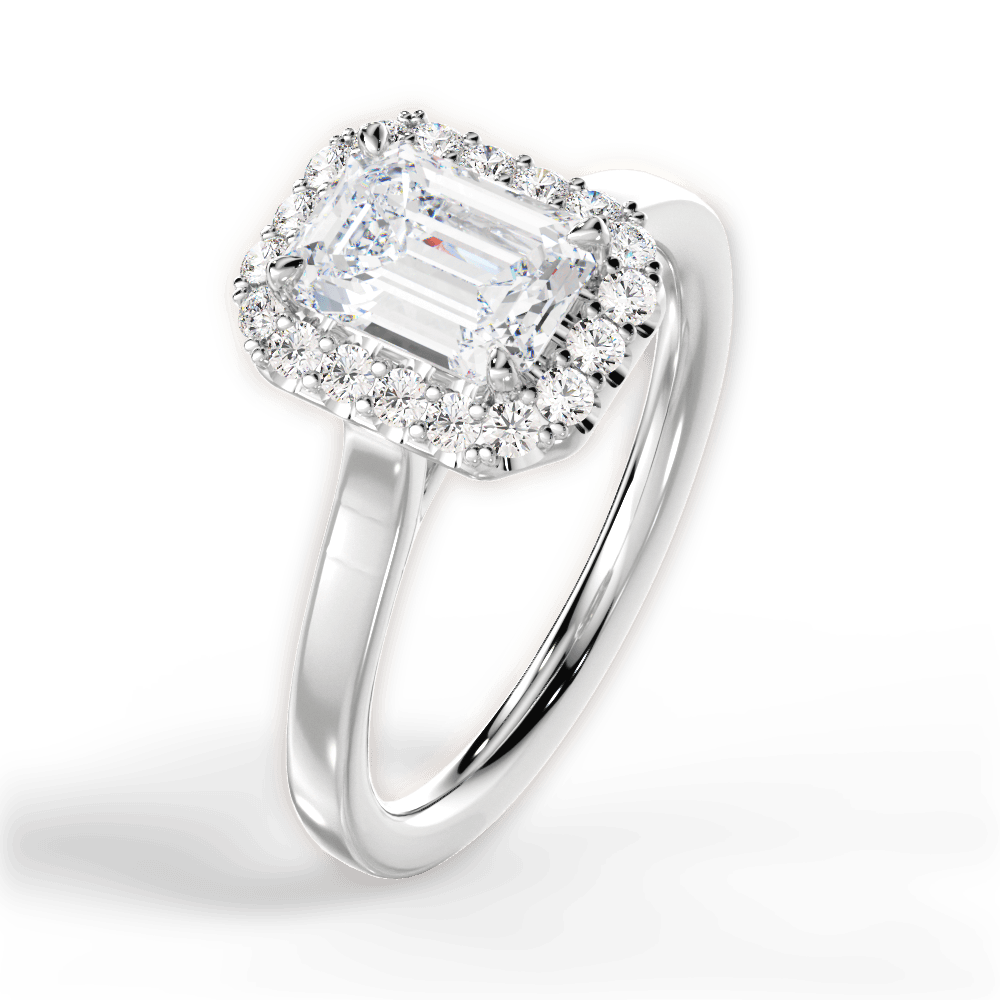 Fiona Emerald Cut Lab Grown Diamond 18Kt White Gold Engagement Ring - View 2
