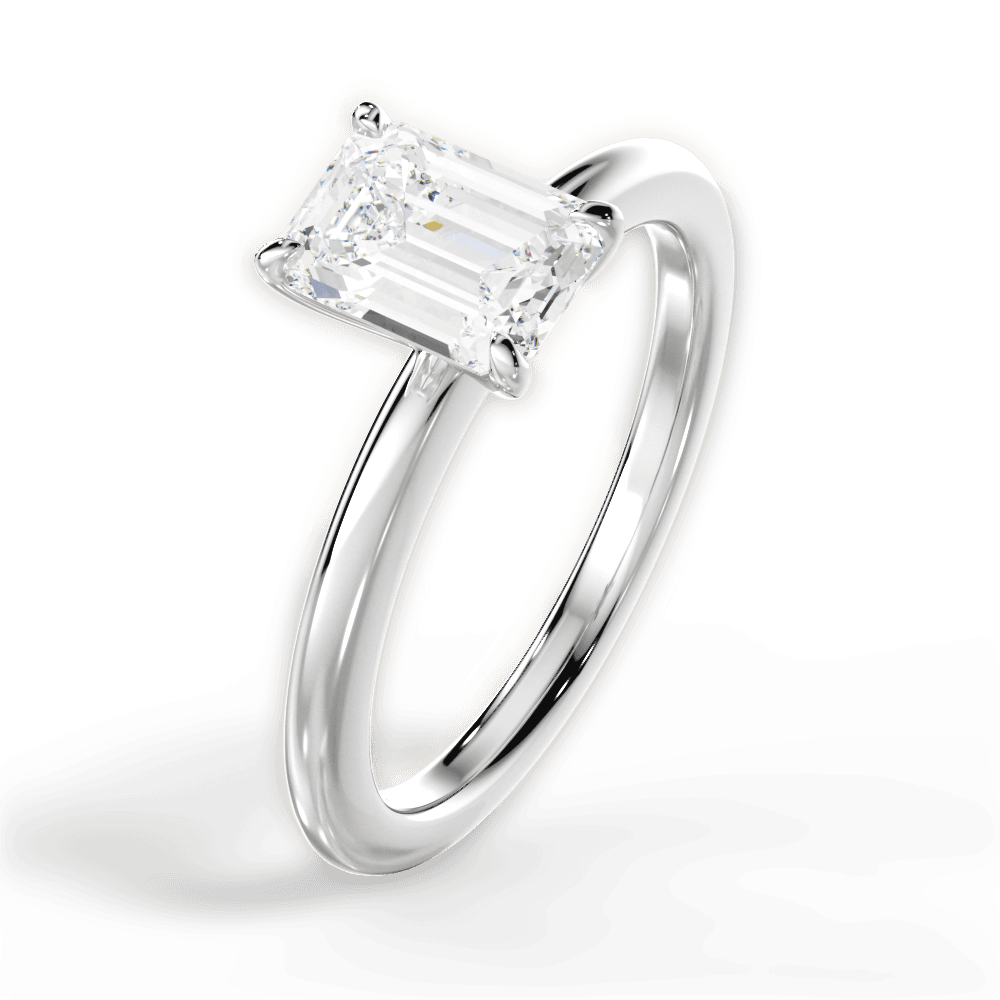 Allison Emerald Cut Lab Grown Diamond 14Kt White Gold Engagement Ring - View 3