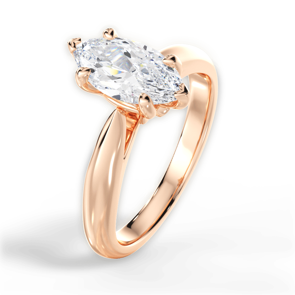 Dolores Marquise Cut Lab Grown Diamond 18Kt Rose Gold Engagement Ring - View 4