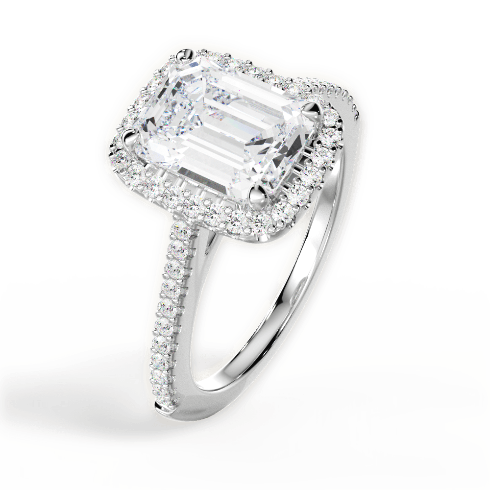Jeanne Emerald Cut Lab Grown Diamond Platinum Engagement Ring - View 4