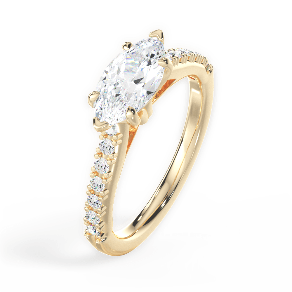 Diane Marquise Cut Lab Grown Diamond 18Kt Yellow Gold Engagement Ring - View 3