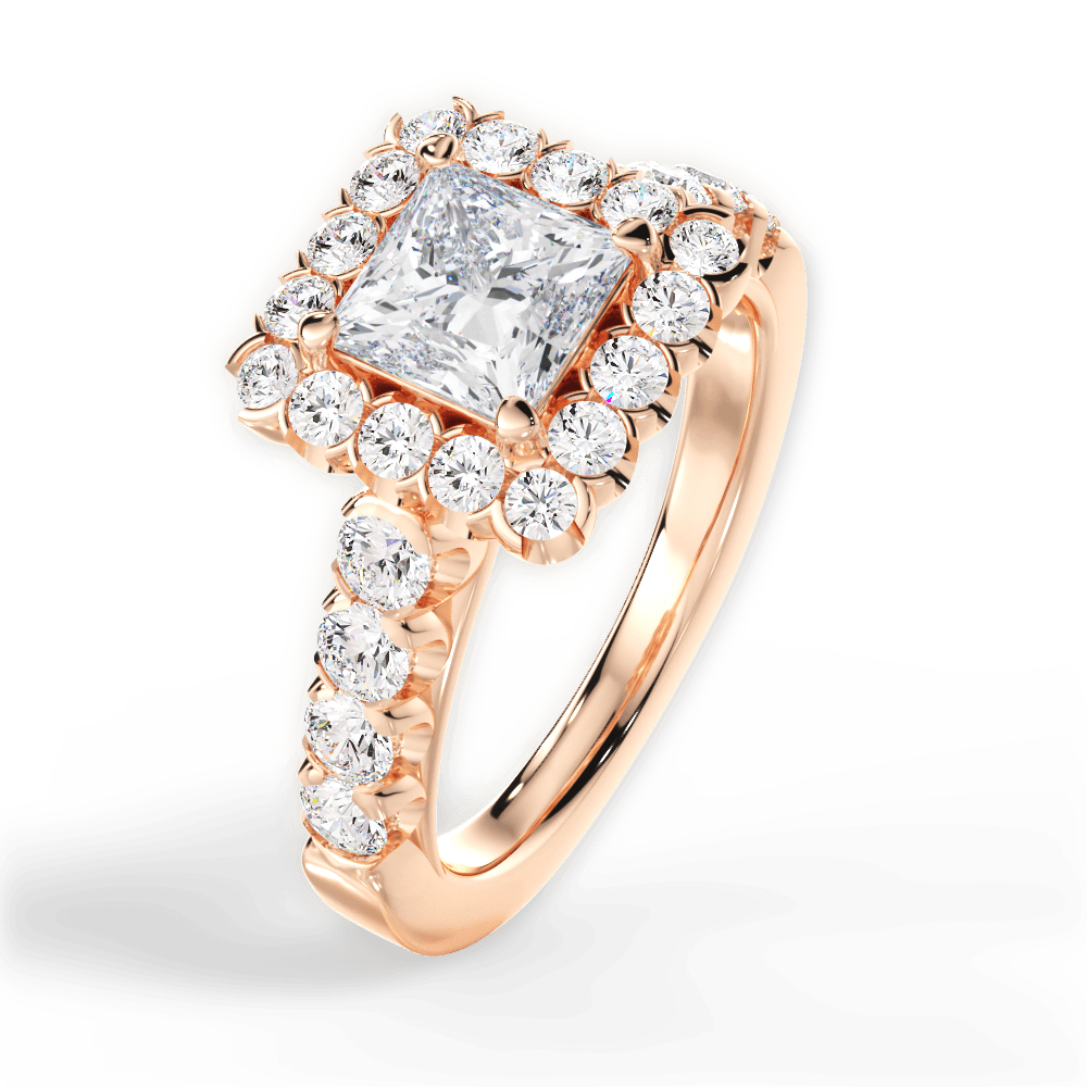 Lacey Princess Cut Lab Grown Diamond 18Kt Rose Gold Engagement Ring - View 2