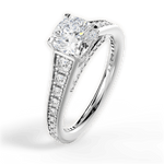 Leslie Cushion Cut Lab Grown Diamond 14Kt White Gold Engagement Ring - View 3