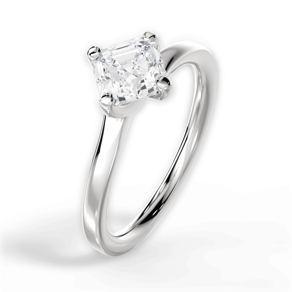 Ashley Asscher Cut Lab Grown Diamond Platinum Engagement Ring - View 3