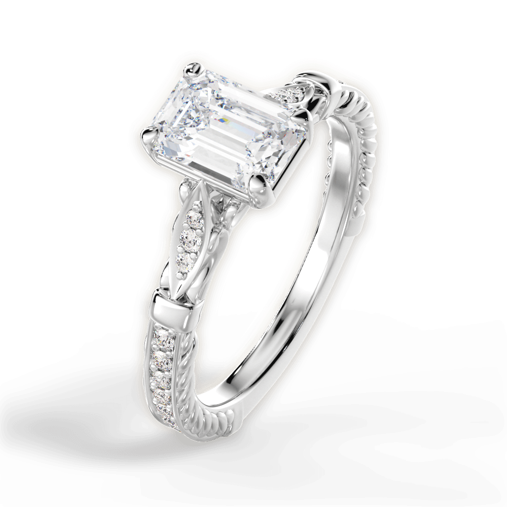 Gabriela Emerald Cut Lab Grown Diamond Platinum Engagement Ring - View 4