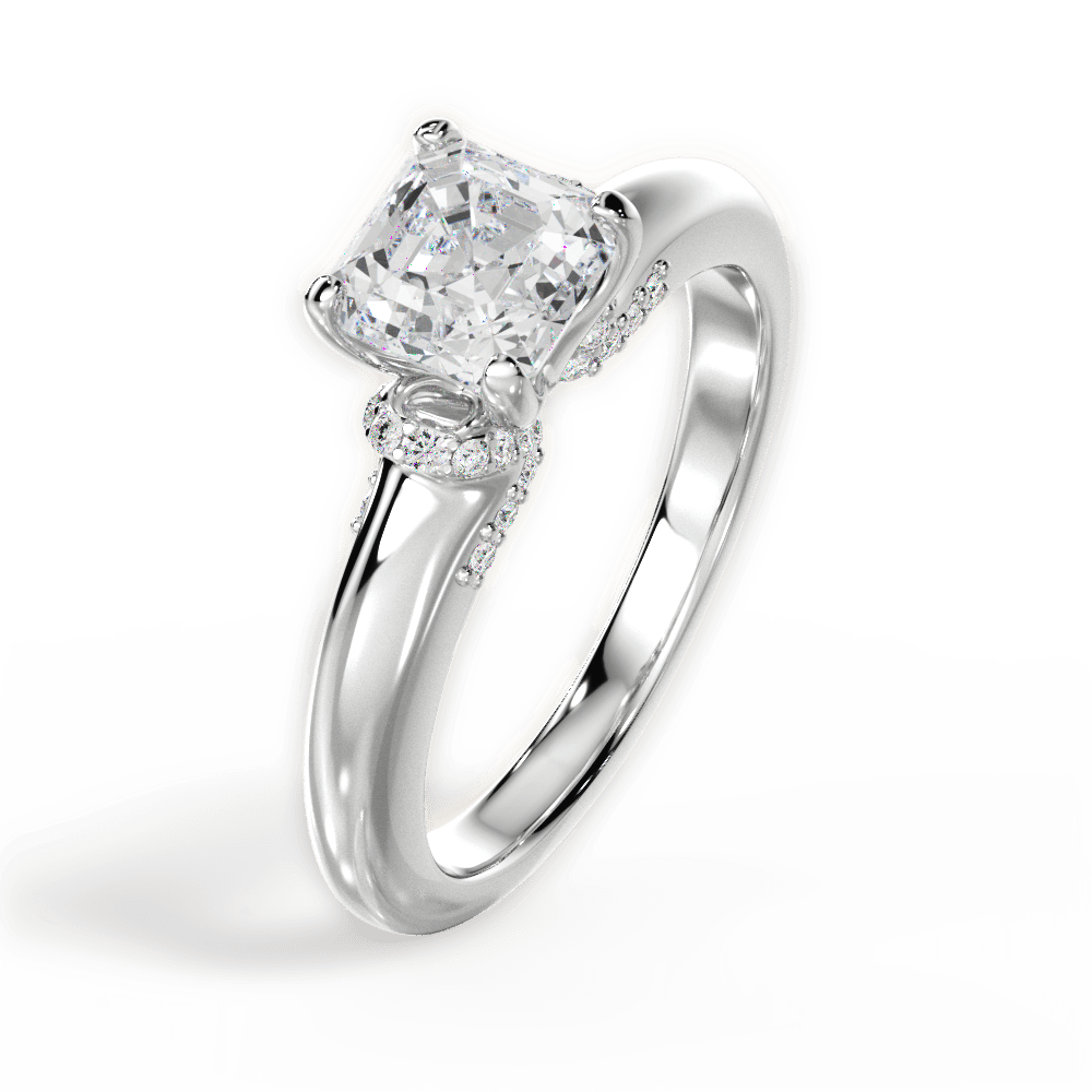 Florence Asscher Cut Lab Grown Diamond 18Kt White Gold Engagement Ring - View 3