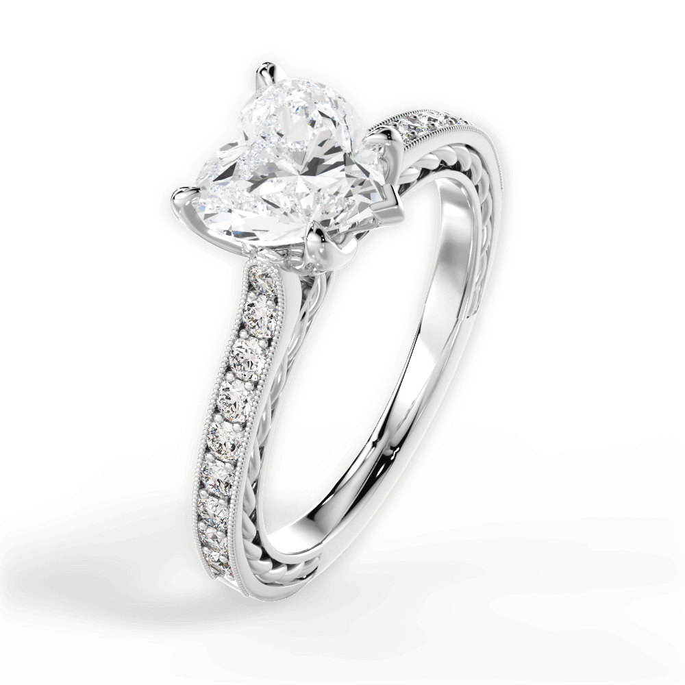 Gilda Heart Cut Lab Grown Diamond 18Kt White Gold Engagement Ring - View 2
