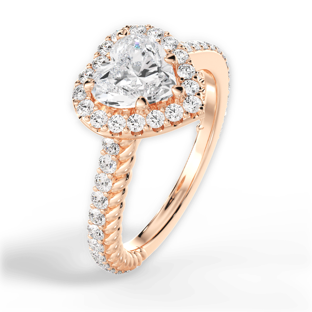 Kim Heart Cut Lab Grown Diamond 18Kt Rose Gold Engagement Ring - View 3