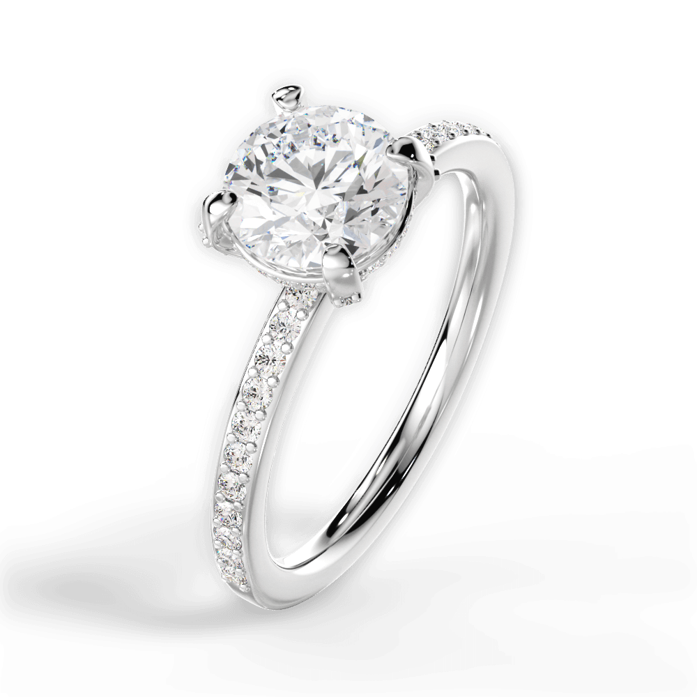 Janice Round Cut Lab Grown Diamond 18Kt White Gold Engagement Ring - View 2