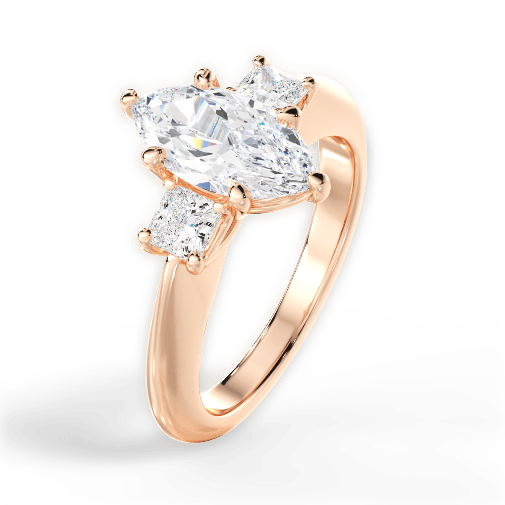 Dorothy Marquise Cut Lab Grown Diamond 18Kt Rose Gold Engagement Ring - View 2