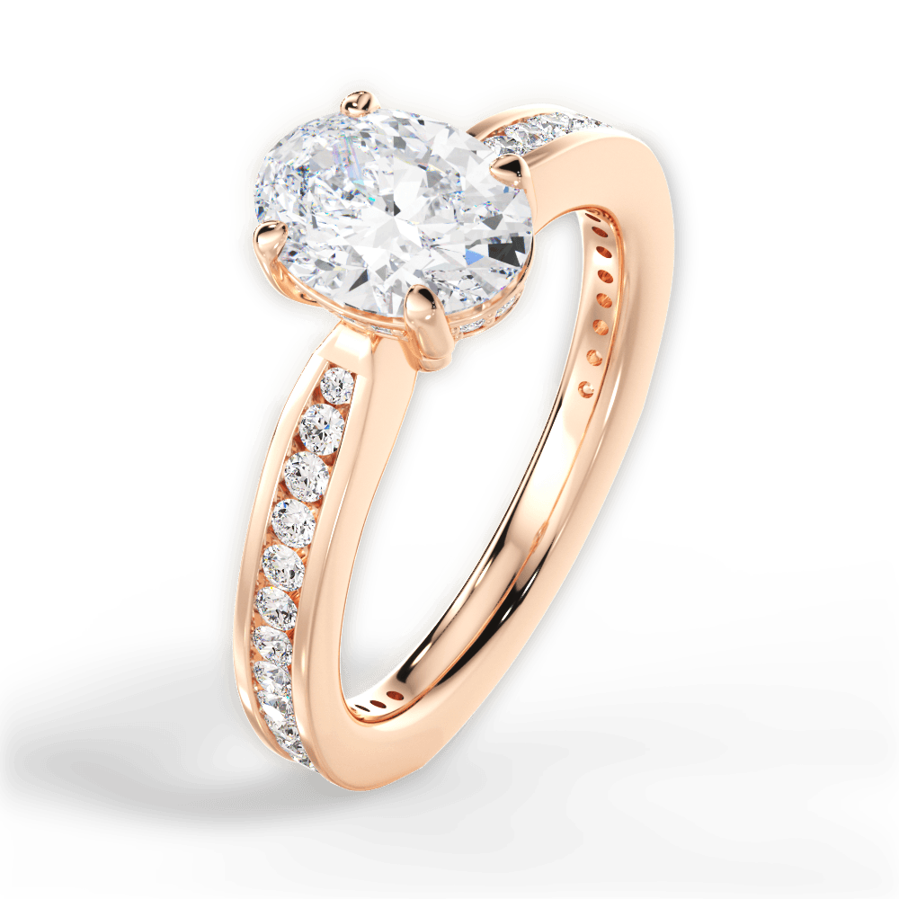 Katelyn Oval Cut Lab Grown Diamond 18Kt Rose Gold Engagement Ring - View 3