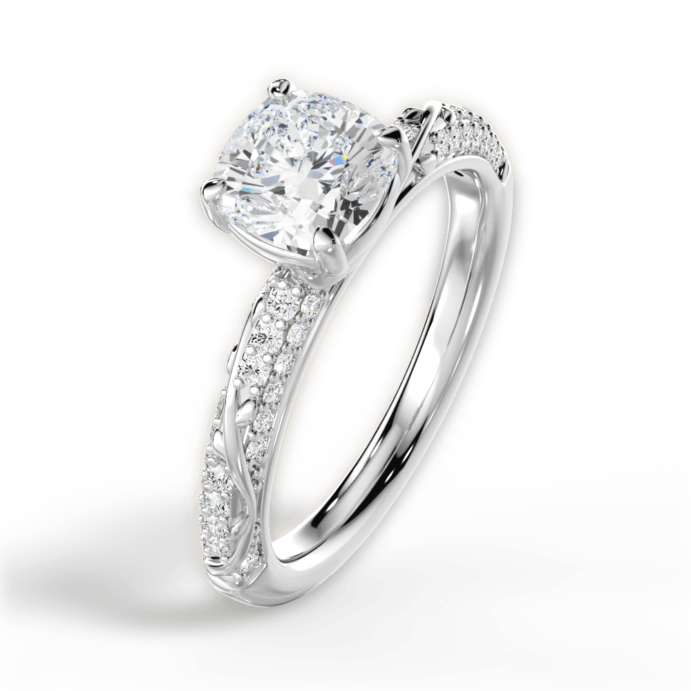 Gloria Cushion Cut Lab Grown Diamond 18Kt White Gold Engagement Ring - View 4