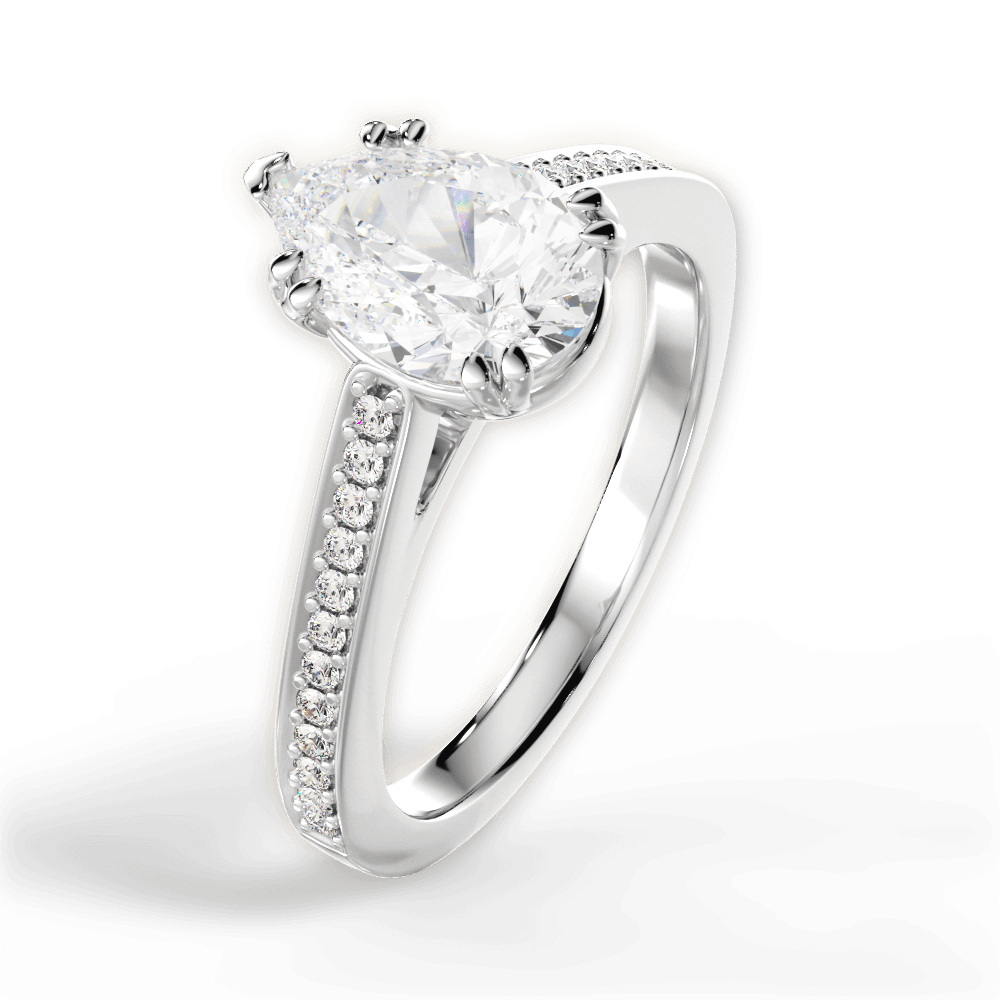 Denise Pear Cut Lab Grown Diamond 18Kt White Gold Engagement Ring - View 3